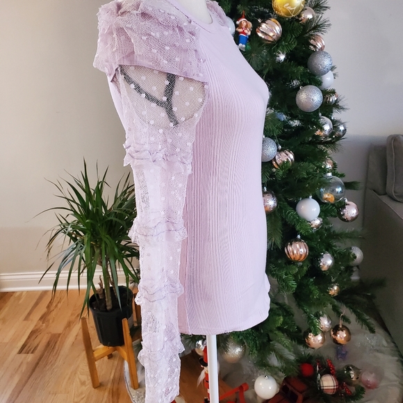 Free people purple pastel polka dot lace sleeve - Picture 2 of 8